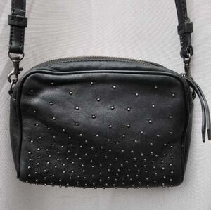 Club Monaco Black Lamb Leather Studded Crossbody Bag